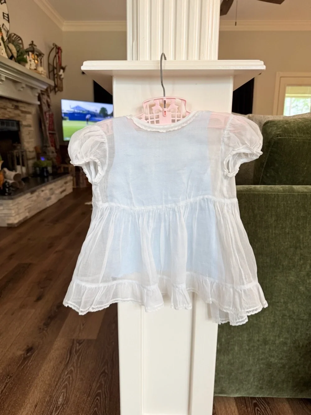 Vintage Bonnie Maid Dallas TX Baby Dress Set – White & Pale Blue 3‑Piece Outfit